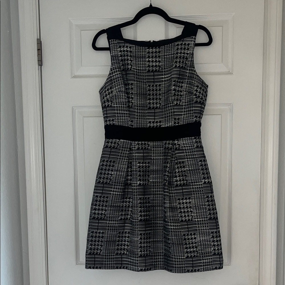 Elegant Black and White Houndstooth Dress